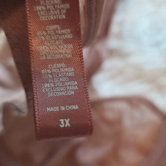 SKIMS After Hours Bra Top Long Sleeve Flocked Logo Mesh  ROSE CLAY 3X - Picture 8 of 13